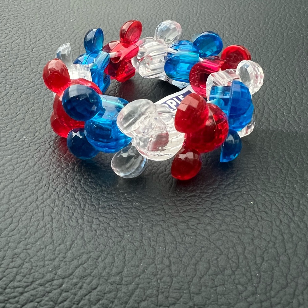 NEW Disney World Patriotic Red White Blue Mickey Mouse Ears Stretch Bracelet